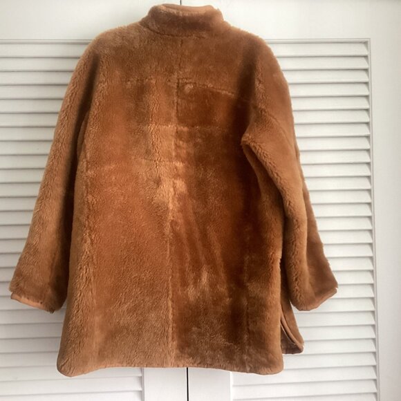 J. Crew Plush Teddy Bear Coat J9064 Camel Brown size Medium Soft Plush Faux Fur - Picture 3 of 12